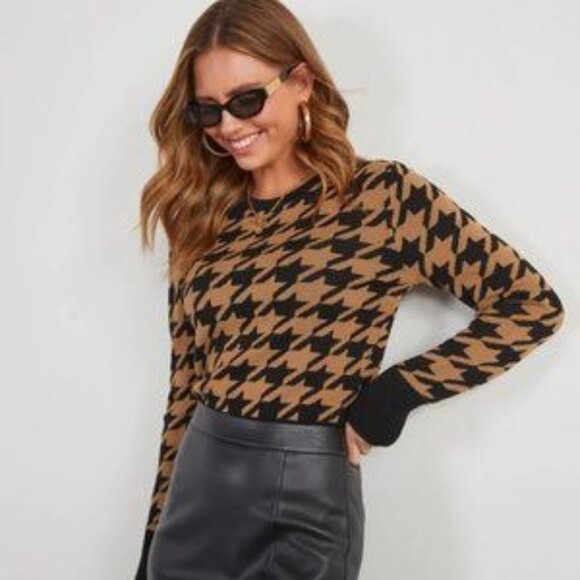 EUC Endless Rose Knit Houndstooth Sweater Size Medium - Picture 2 of 7